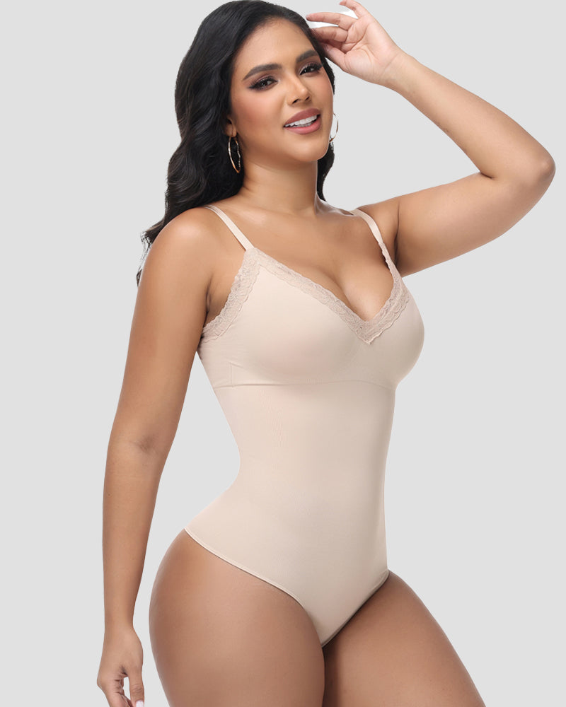 Shapshe® Lace Trimmed Seamless Hip Lift Shapewear Bodysuit