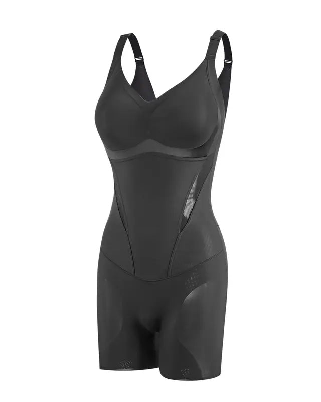 Seamless Adjustable Strap V Neck Mid Thigh Full Body Shaping Bodysuit - By Qivii