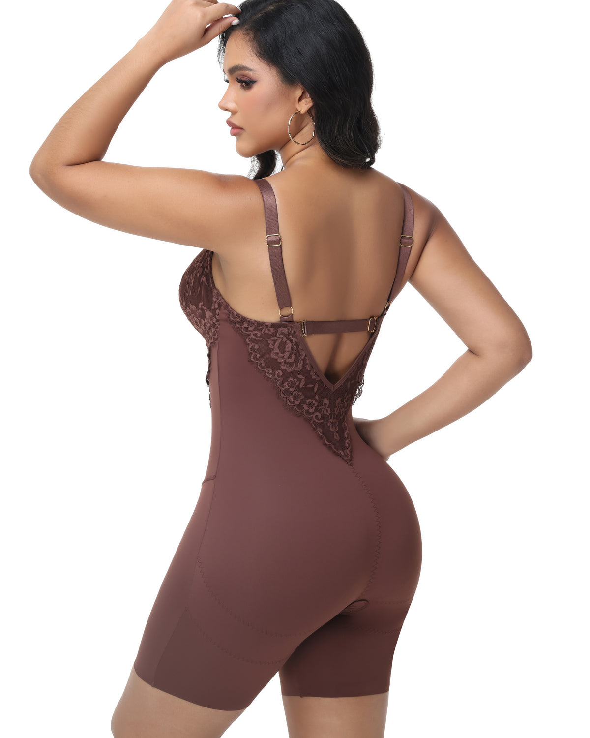 Shapshe® Lace Plunge Backless Bodysuit Shapewear - By Qivii