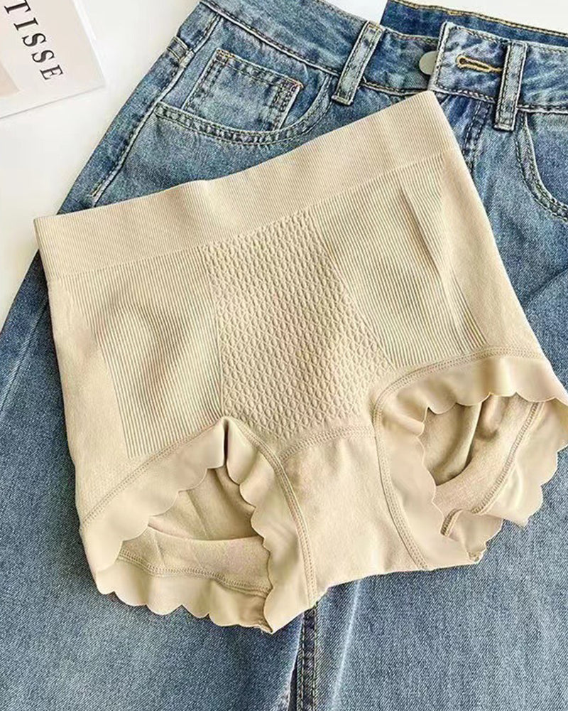 High Waist Tummy Tuck Cotton Antibacterial Bottom Seamless Underwear - By Qivii