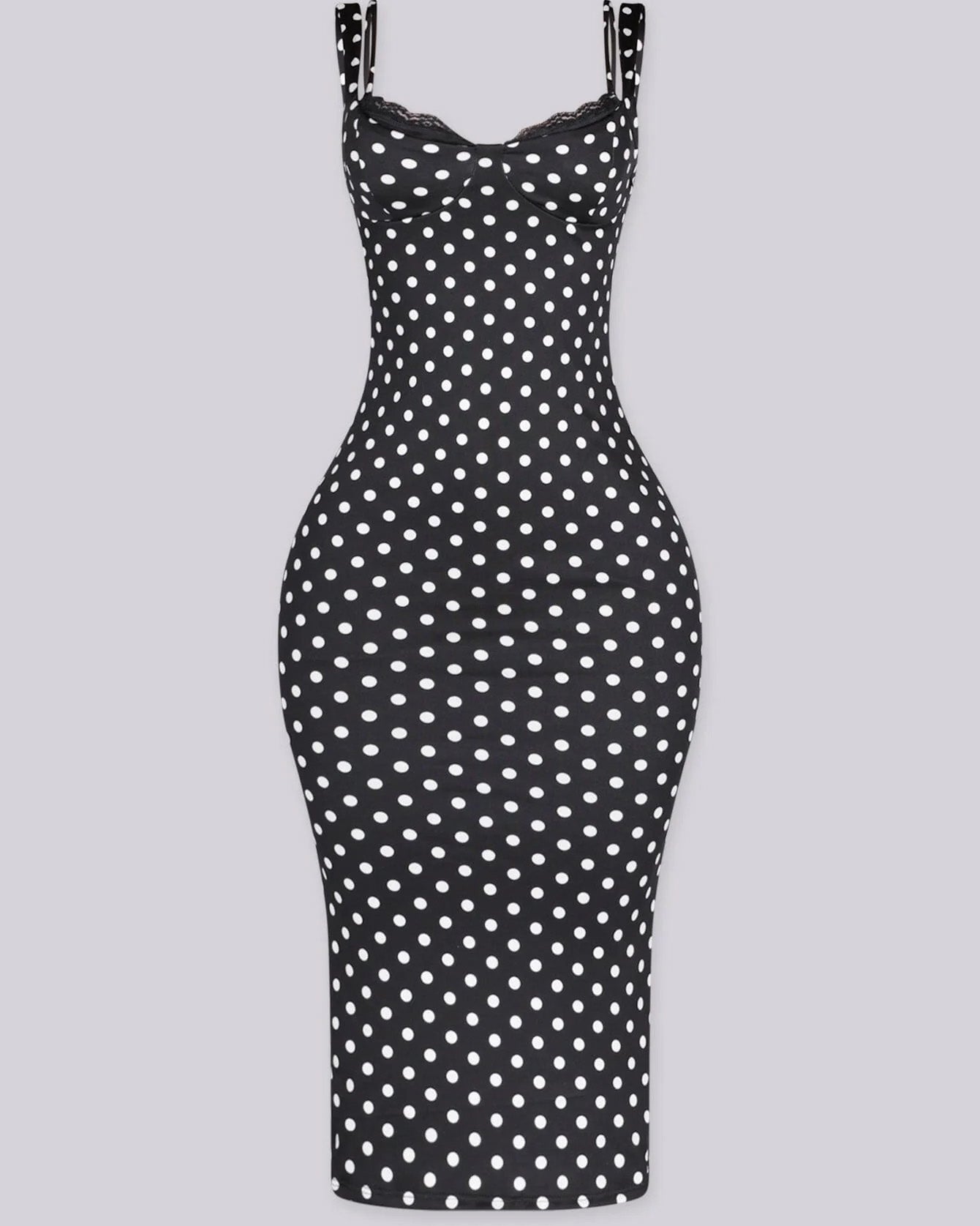 Women's Sexy Slim-Fit Stretchy Classic Polka Dot Hourglass Maxi Dress (Upgraded fabric) - By Qivii