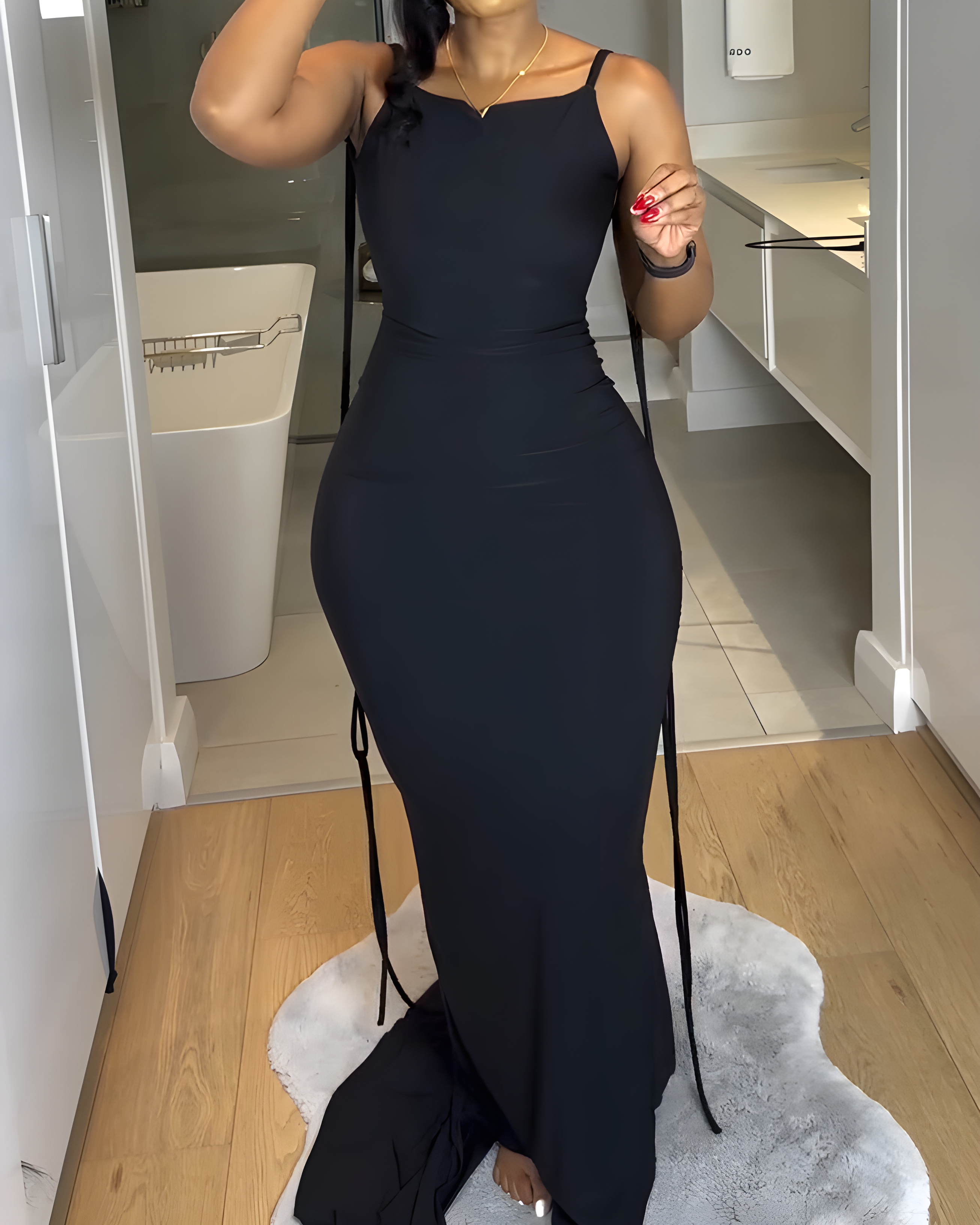 Sexy Backless Spaghetti Strap Fishtail Maxi Dress for Women - By Qivii