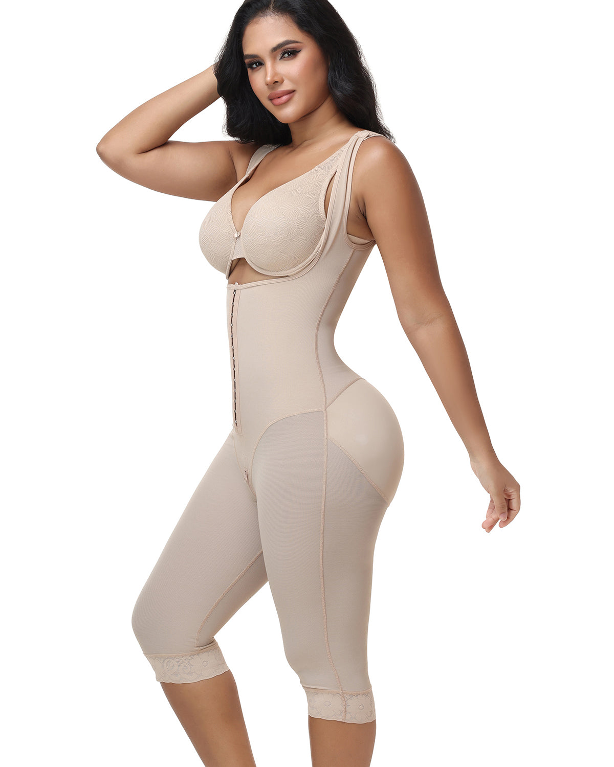 Double Compression Tummy Control Mid-length Shapewear with Detachable Waist Trainer