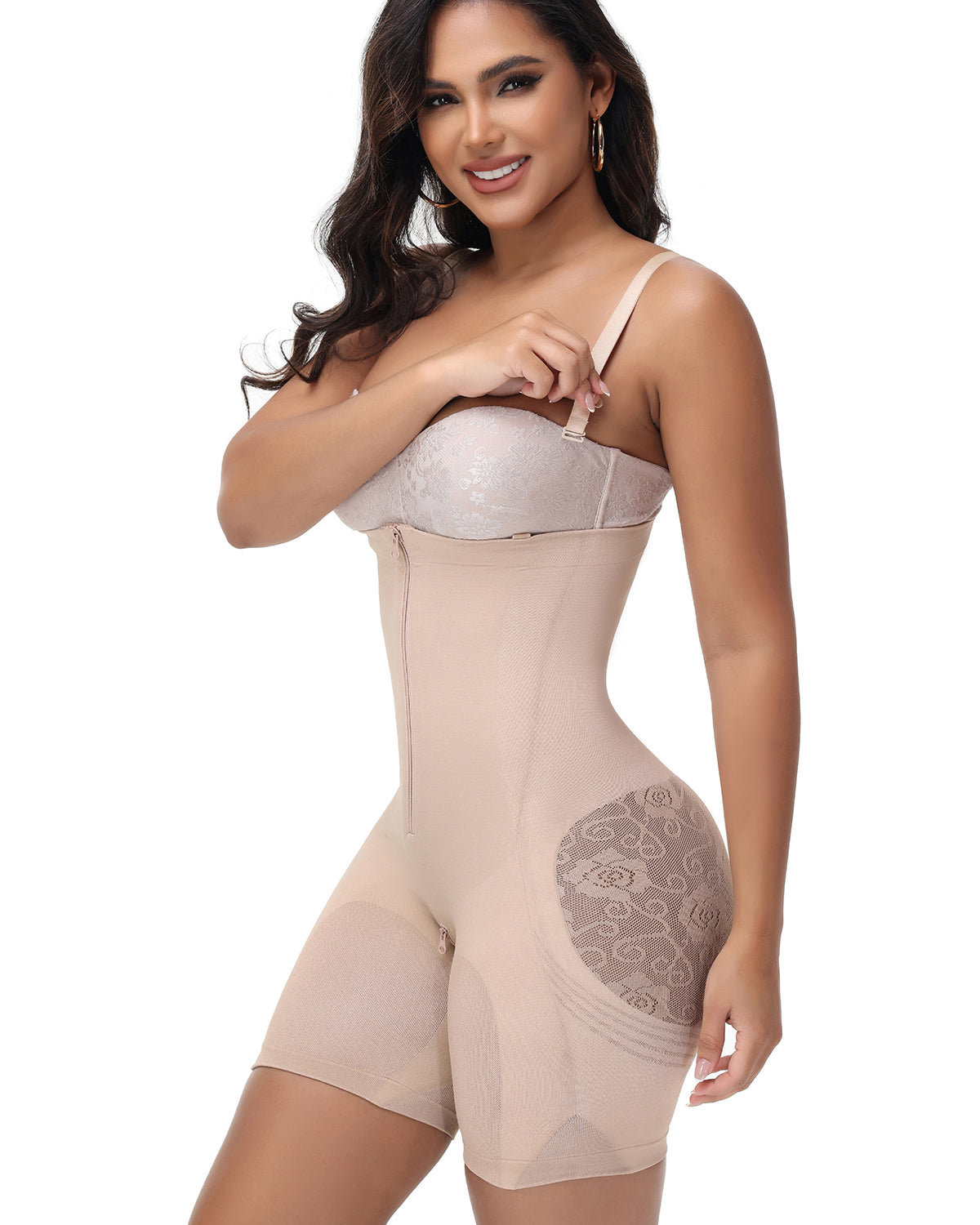Shapshe® Hip Mesh High Waisted Faja Shaping Shorts with Zip Closure for Women