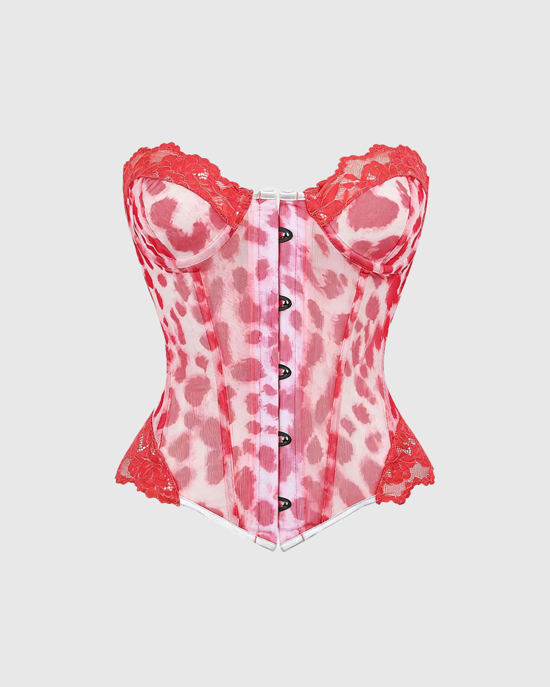Leopard Print Lace Trim Waist Corset - By Qivii