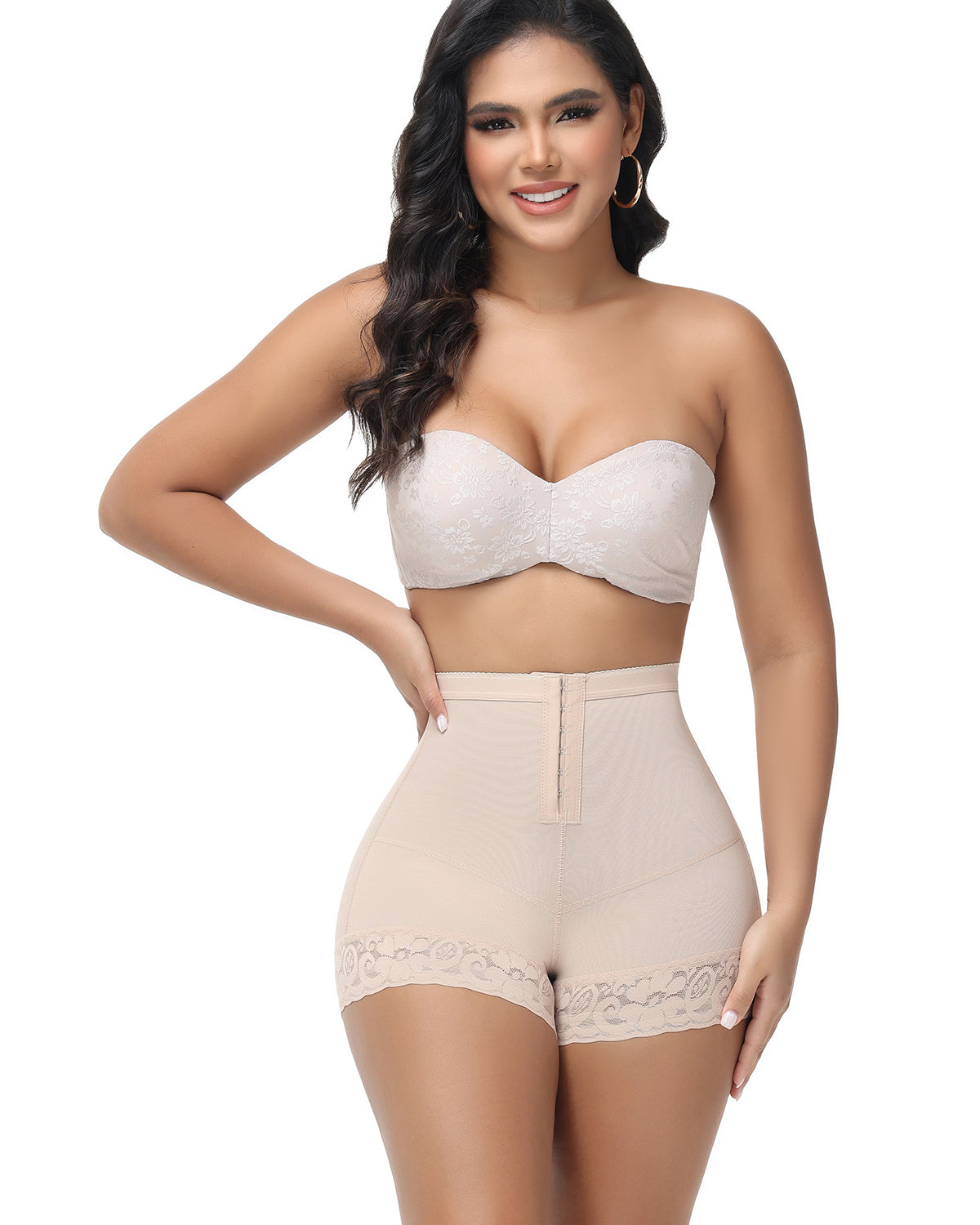 Shapshe® High Waist Hip Lift Shorts With Front Hook Closure