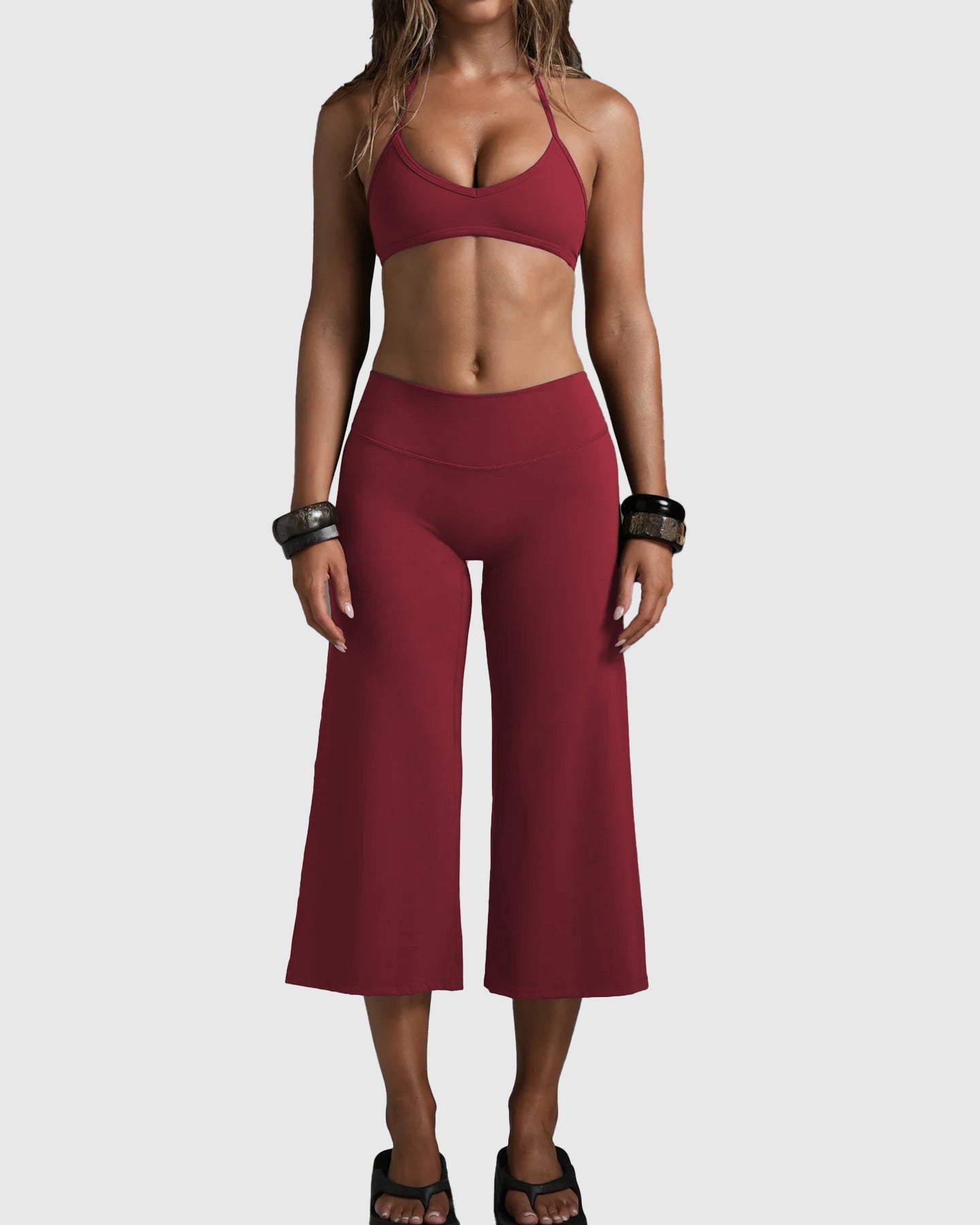 Cpari Wide-Leg Pants Yoga Sportswear Set - By Qivii