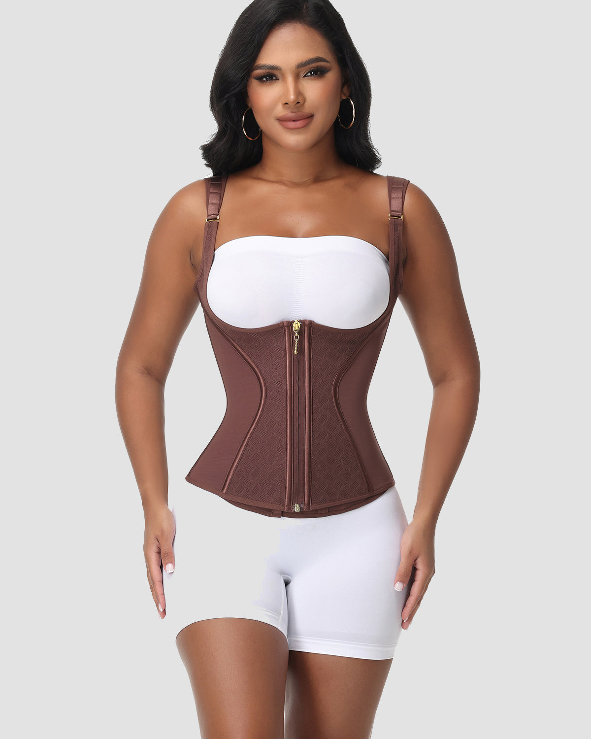 Full Coverage Double-Layer Tummy Control Waist Trainer Vest With Bra