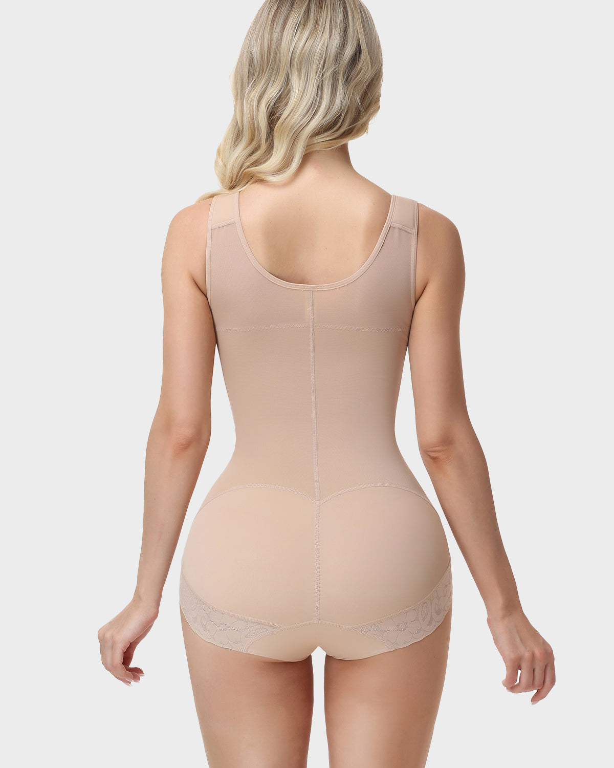 Lace V Neck Adjustable Strap Tummy Control Butt Lifting Zipper Bodysuit
