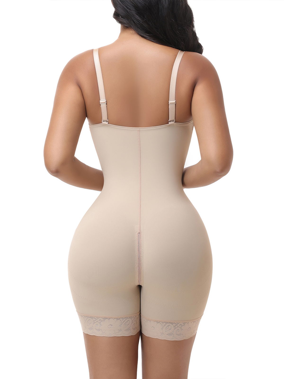 Adjustable Strap Crotch Zipper Seamless Hourglass Full Body Shapewear