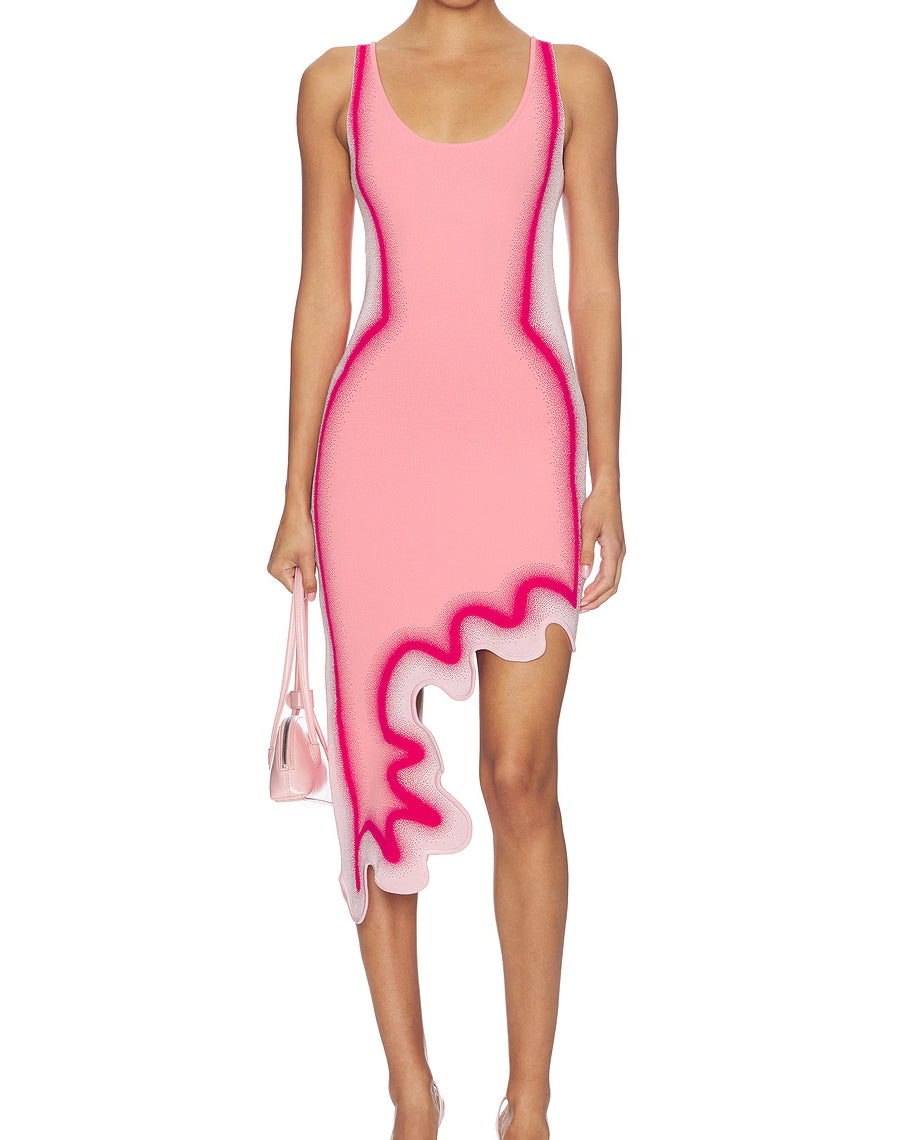 Reversible Wavy Slim Midi Dress - By Qivii
