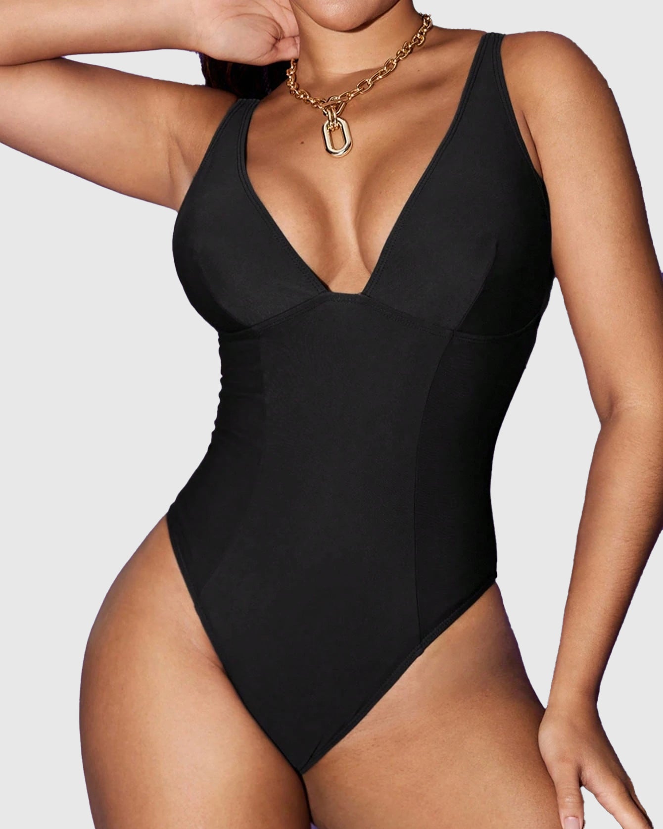 Shapewave Tummy Control Push Up V-Neck One-Piece Swimsuit - By Qivii