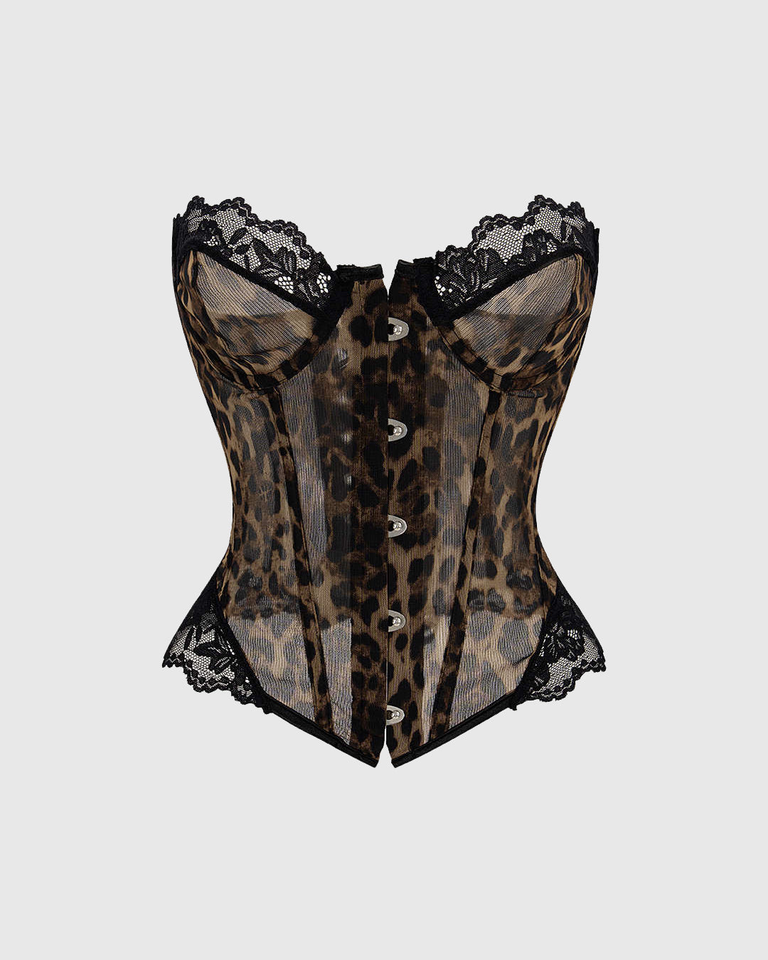 Leopard Print Lace Trim Waist Corset - By Qivii