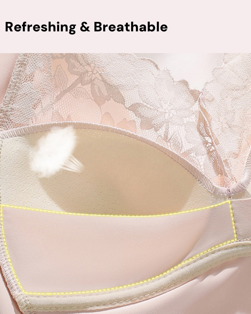 Widen Straps Lace Seamless Breathable Wire Free Vest Bra