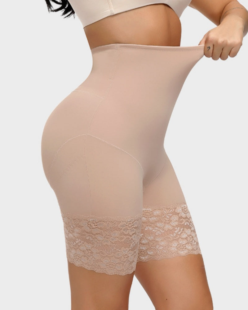 Lace Trimmed High Waist Tummy Control Butt Lift Shaping Shorts