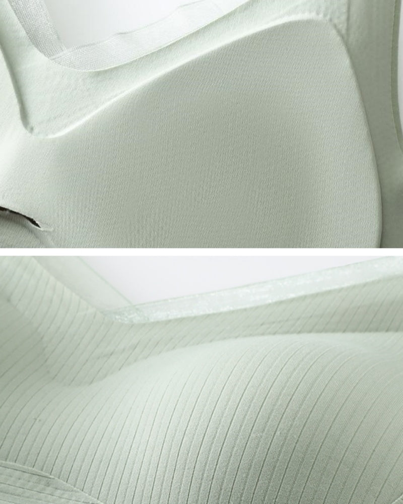 Mesh Patchwork Wire Free Soft Support Push Up Vest Bra - By Qivii