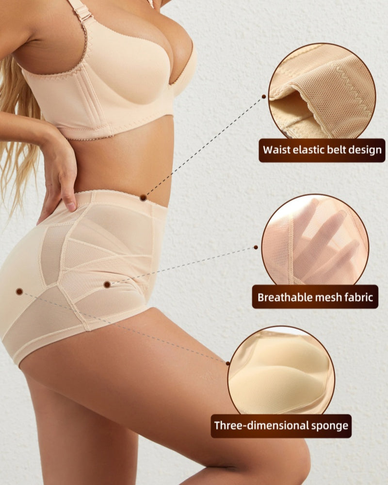 Mesh Tummy Control Butt Lift Smoothing Shaping Shorts With Sponge Pad - By Qivii