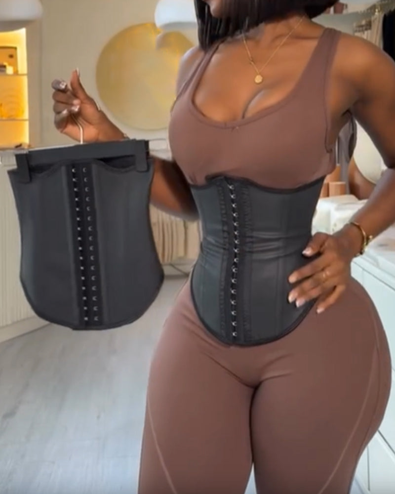 Waist Trainer Faux Leather Slimming Belt - By Qivii