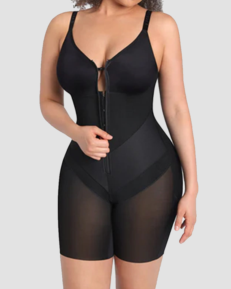 Full-Body Compression Faja Shaper with Mesh Thigh Panels