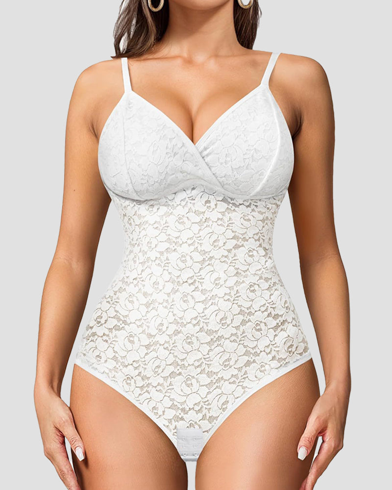 Sexy Lace Shapewear Bodysuit Tummy Control Thong Body Shaper