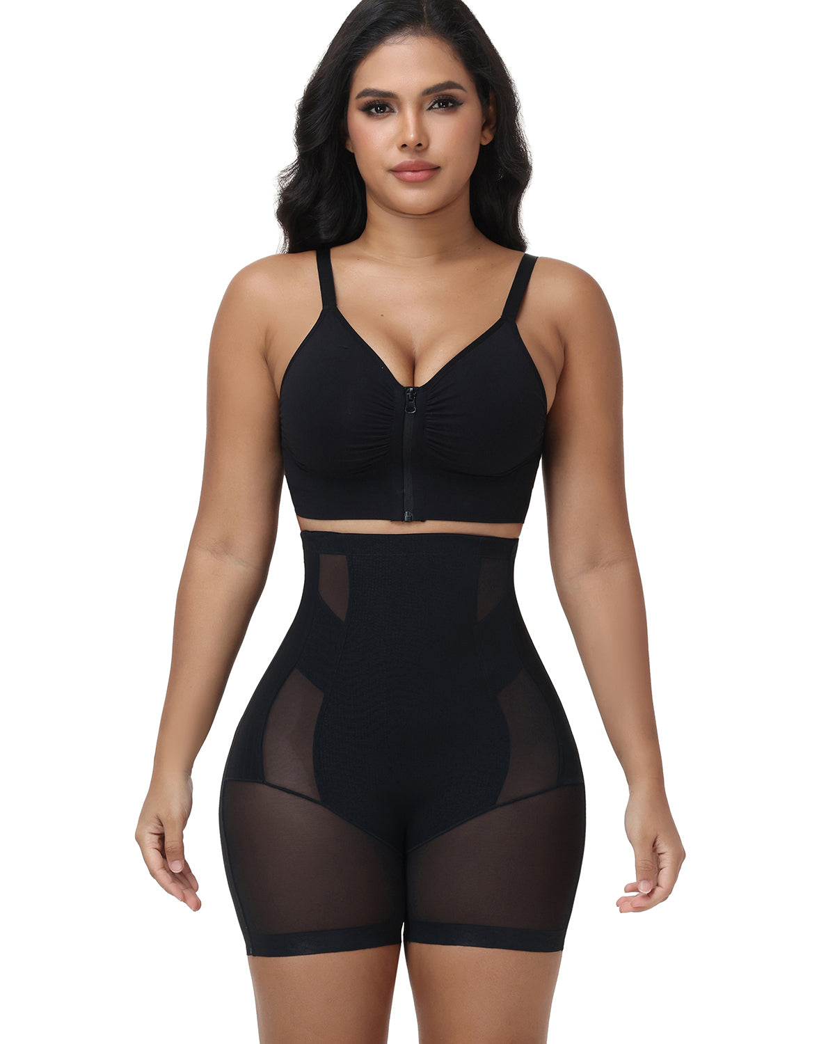 High Waist Seamless Mesh Tummy Control Butt Lifting Shaping Shorts