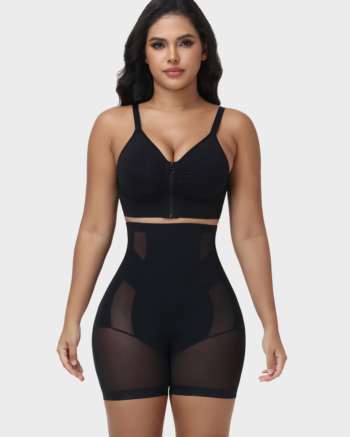 High Waist Seamless Mesh Tummy Control Butt Lifting Shaping Shorts
