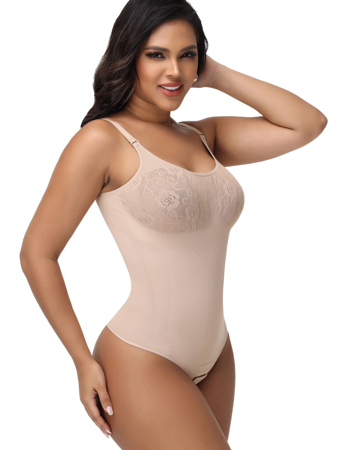 Shapshe® Sexy Bust Flower Cut Out Thong Shapewear Bodysuit