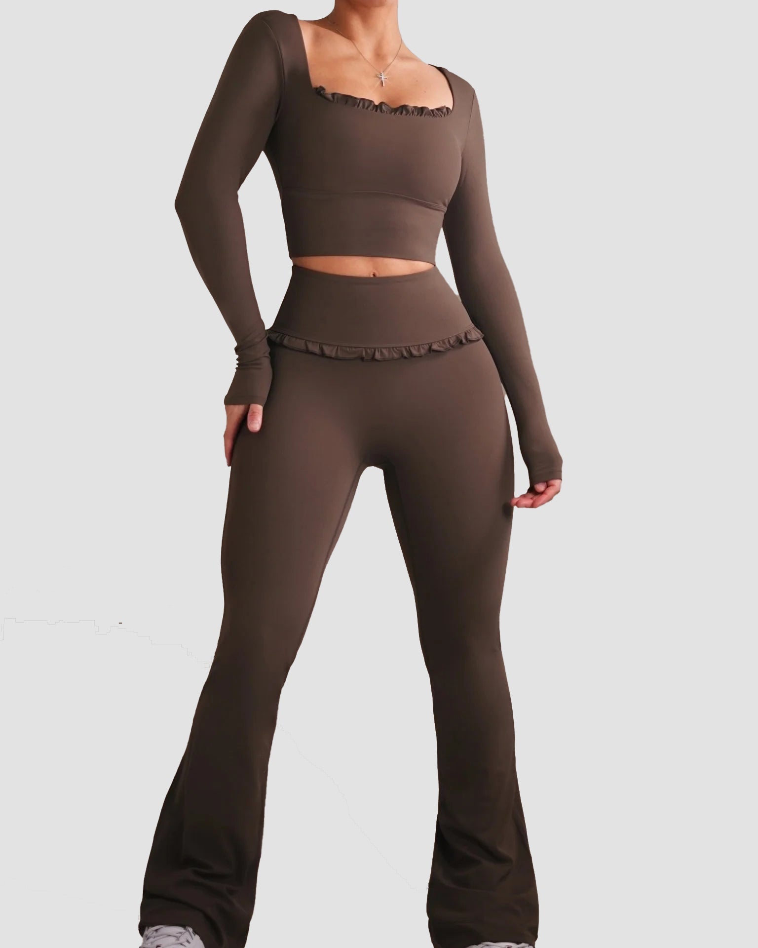 Ballet Ruffle Sports Tight-Fitting Height Elasticity Fitness Yoga Set - By Qivii