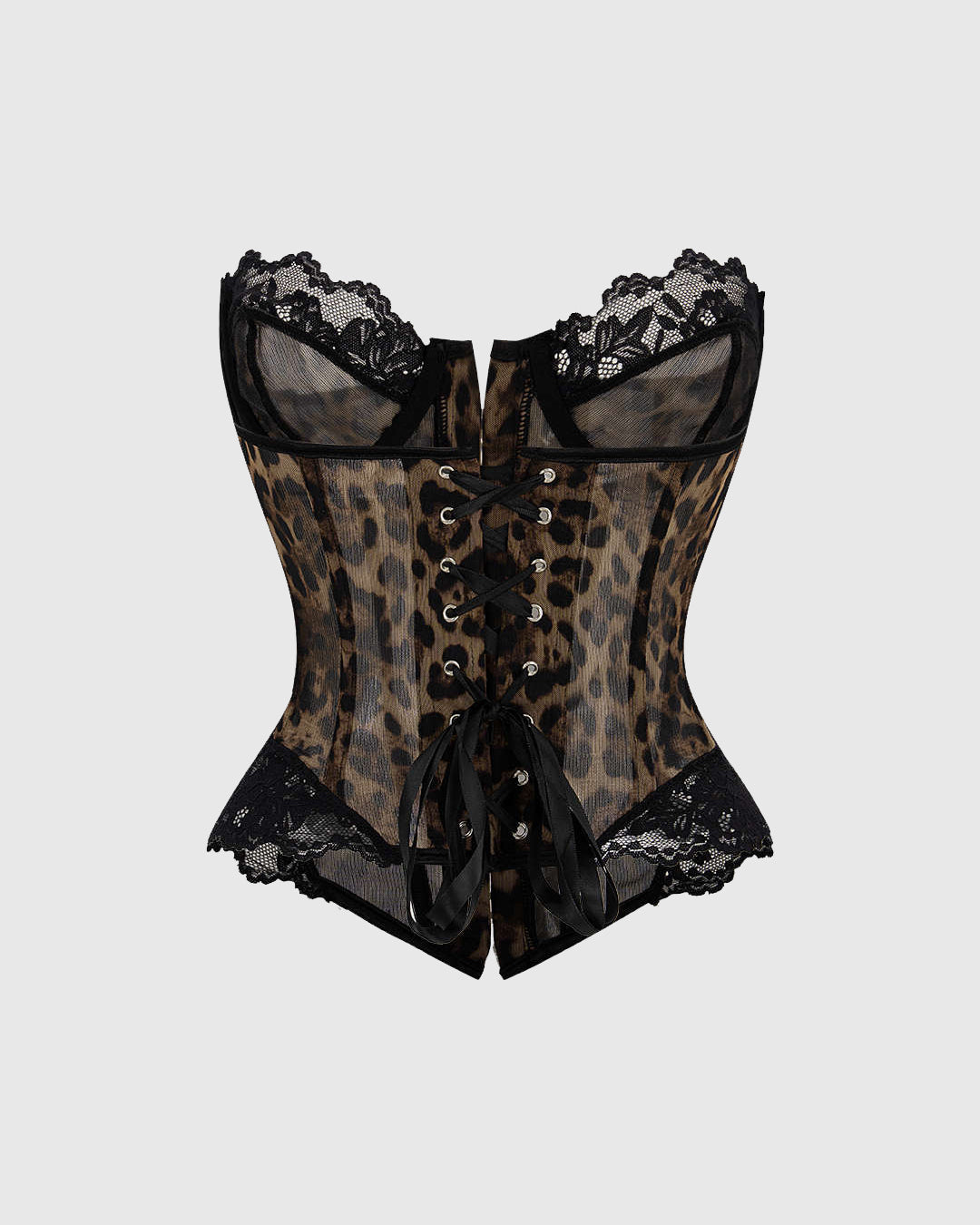 Leopard Print Lace Trim Waist Corset - By Qivii
