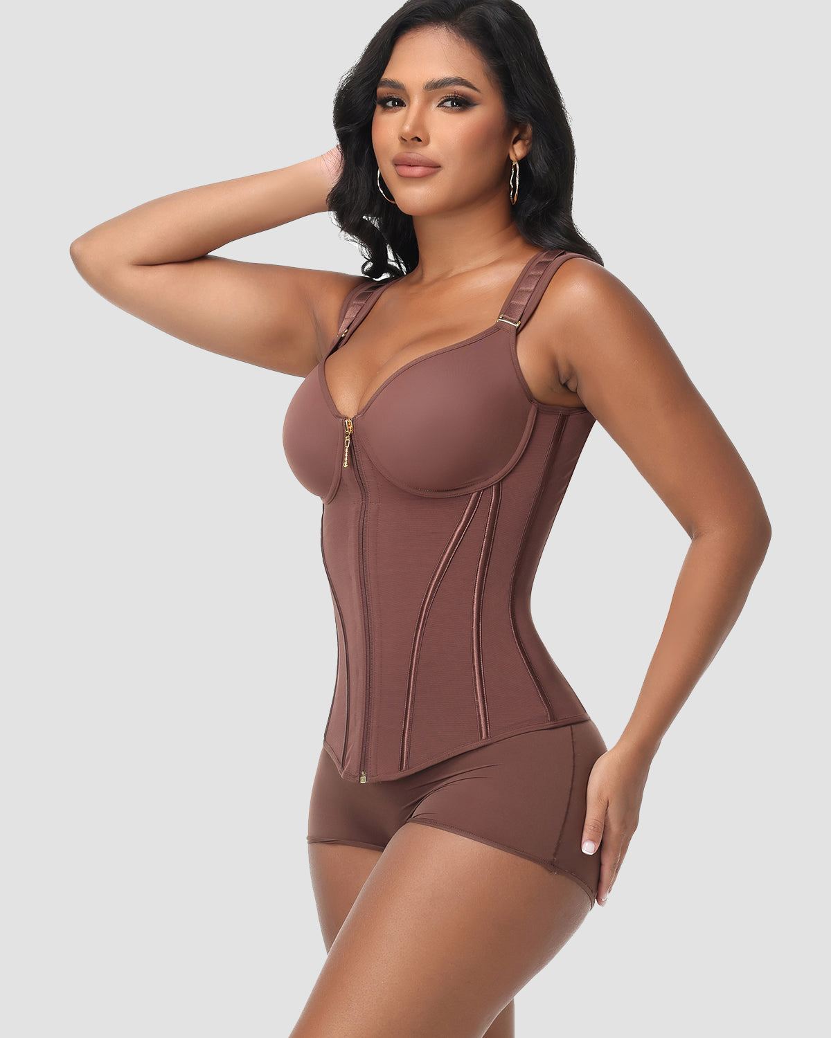 Double Compression Long Slimming Faja Waist Trainer Zipper Vest with Bra