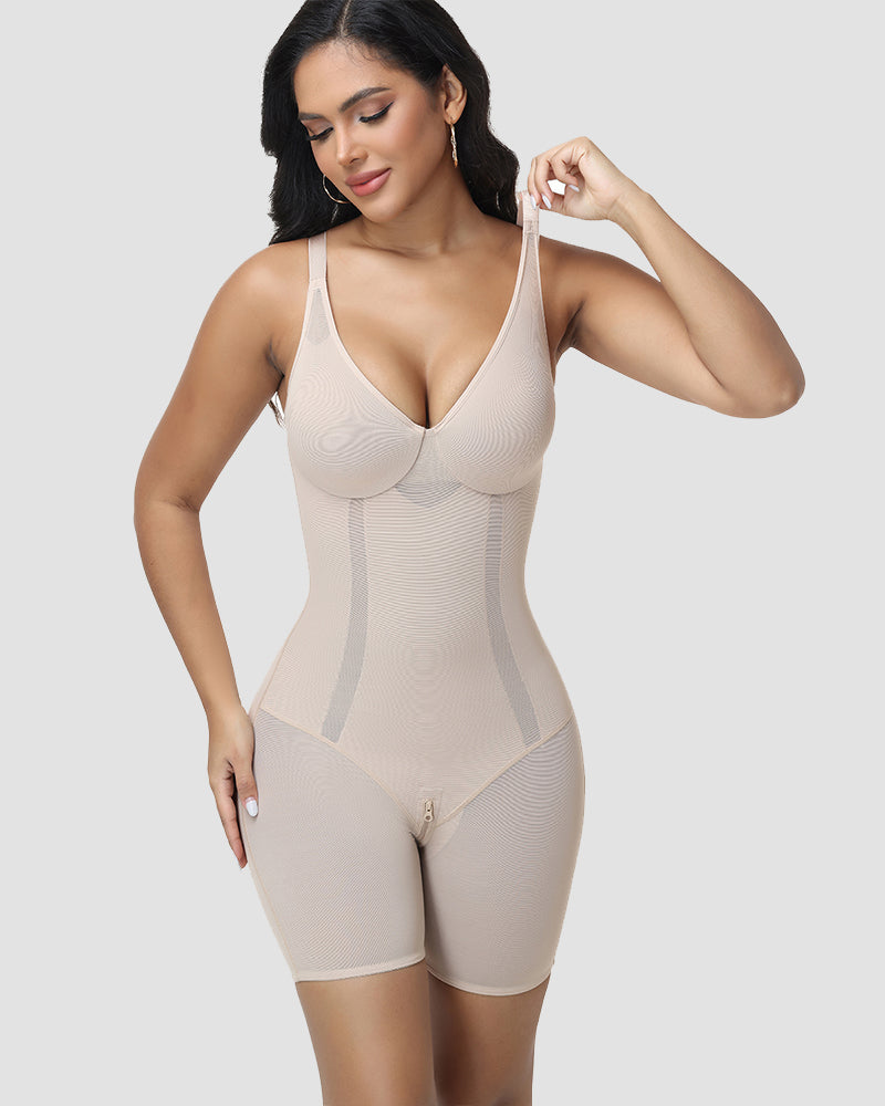 Shapshe® Seamless Mesh Panel Body Shaper with Built-In Bra