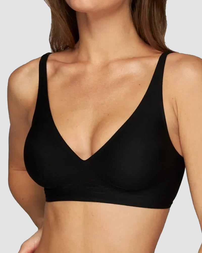 Seamless V-Neck Wireless Push Up Bra