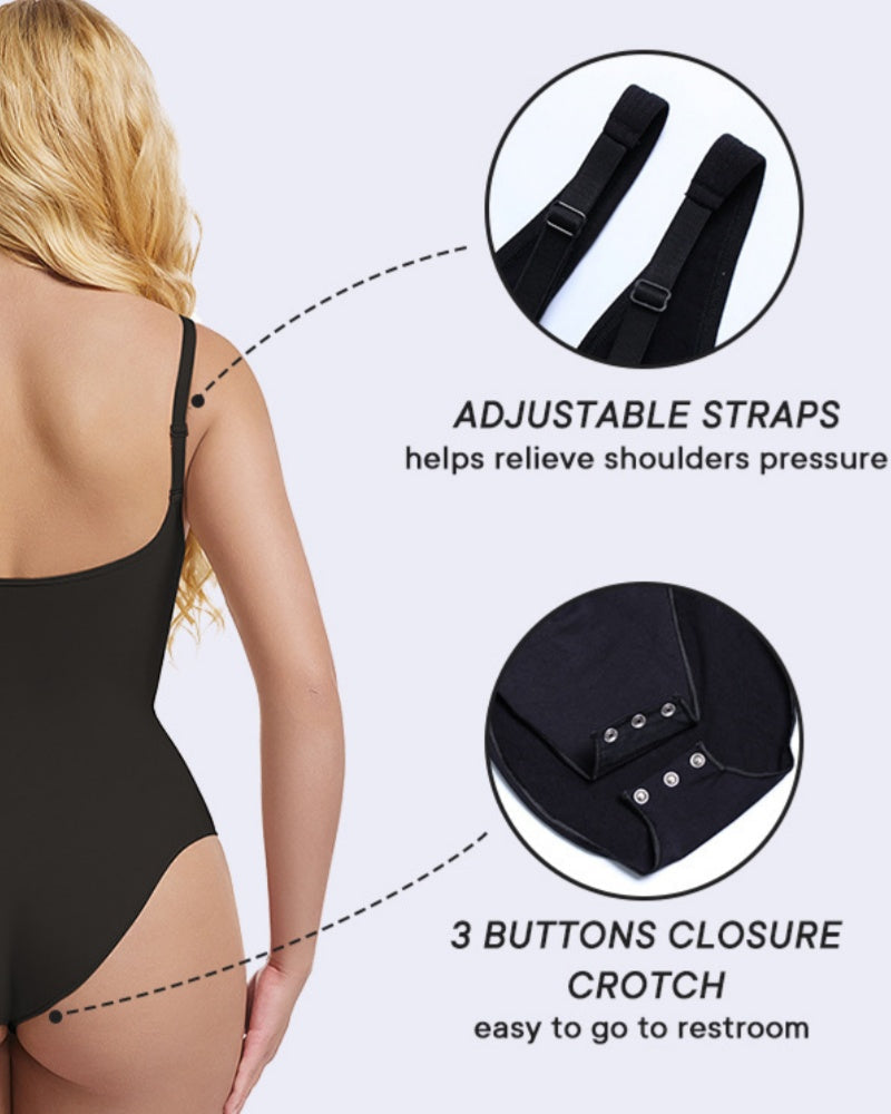 Deep V Seamless Backless Triangle Shapewear Bodysuit with Front Zipper - By Qivii