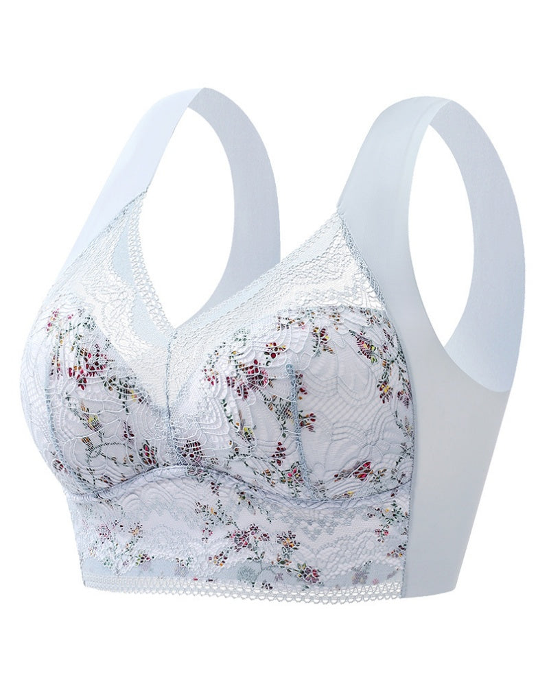 Full Coverage Elegant Floral Lace Push up Wireless Bra