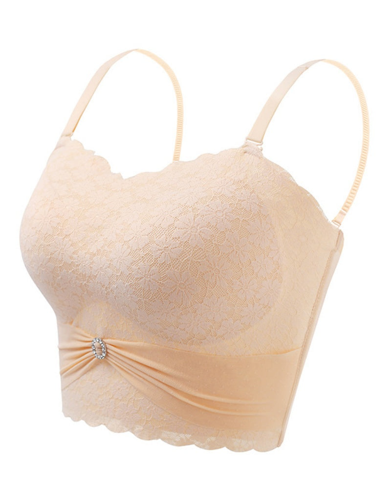 Sexy Push up Non Slip Wire Free Bra with Removable Shoulder Strap