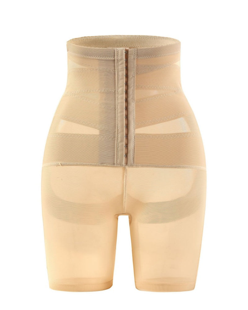 High Waist Stretchy Mesh Shaping Shorts with Adjustable Buckle - By Qivii