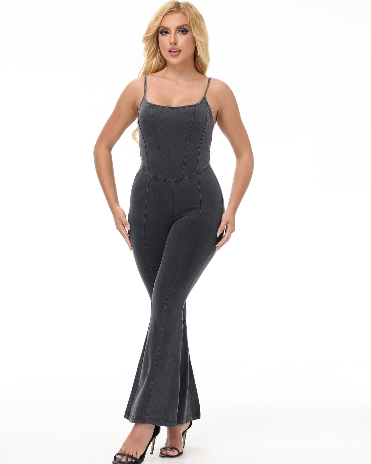 Shapshe® Sexy Suspenders Sleeveless Flared Jumpsuit With Back Zipper - By Qivii
