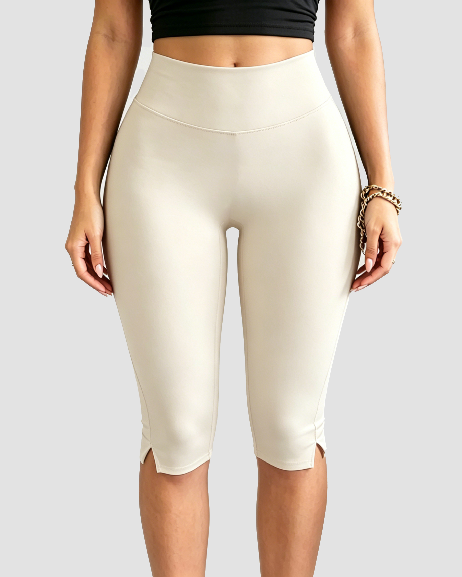 High-waisted Tummy Control Capri Shaping Leggings - By Qivii