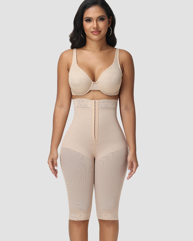Shapshe® High Waisted Lace Trim Tummy Control Thigh Slimmer