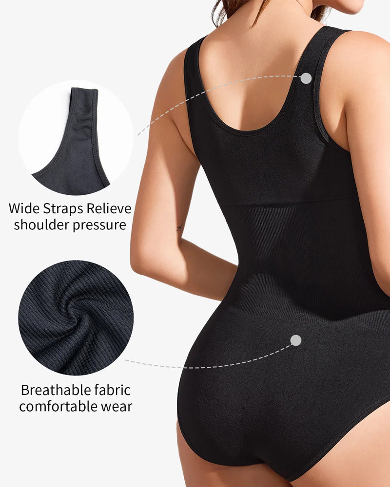 Women's Seamless Round Neck Tummy Control Briefs Bodysuit