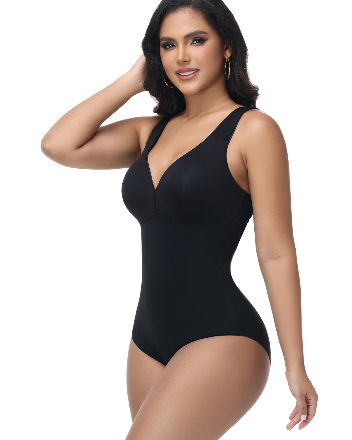 Shapshe® Wide Straps V Neck Tummy Tuck Shapewear Bodysuit