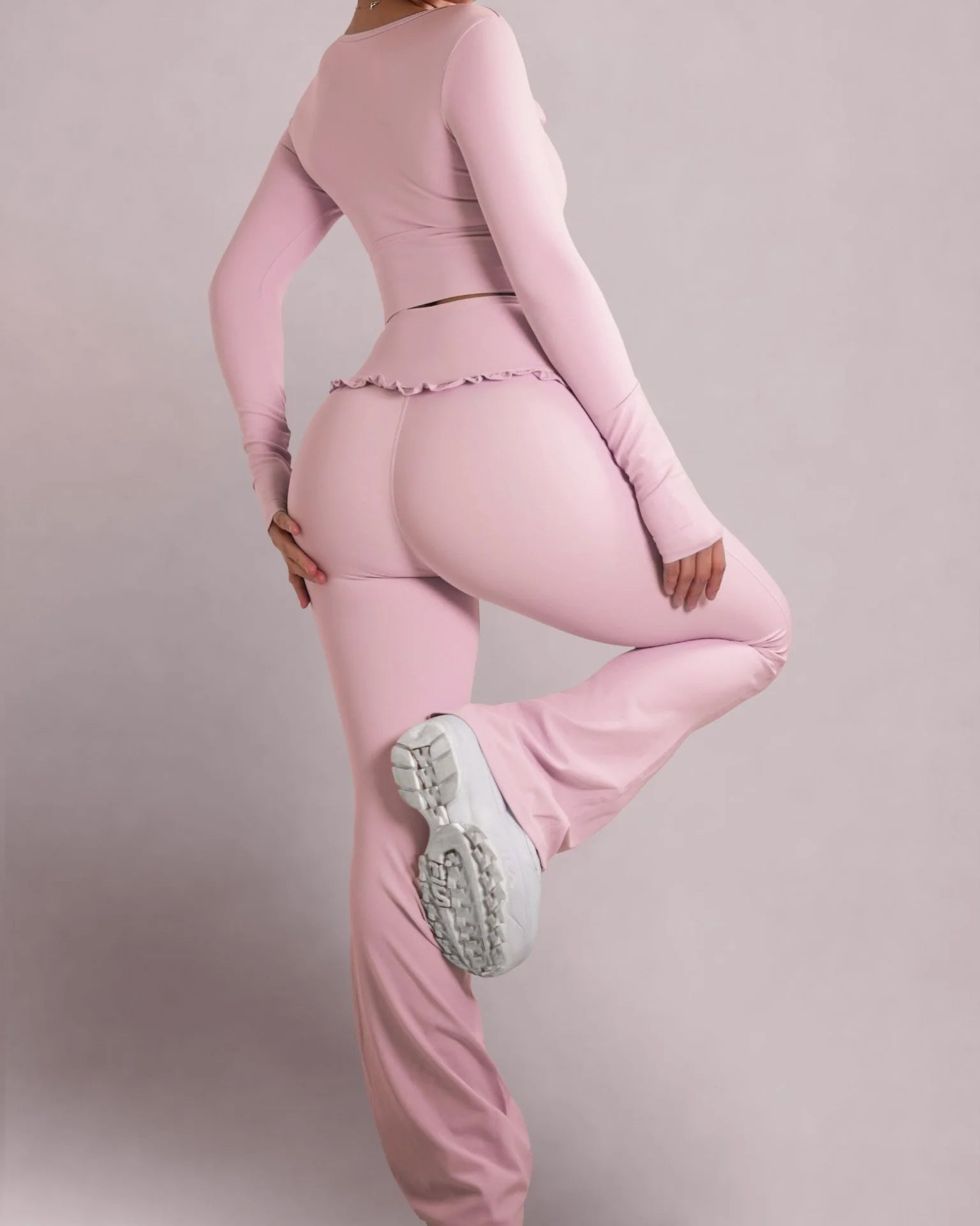 Ballet Ruffle Sports Tight-Fitting Height Elasticity Fitness Yoga Set - By Qivii