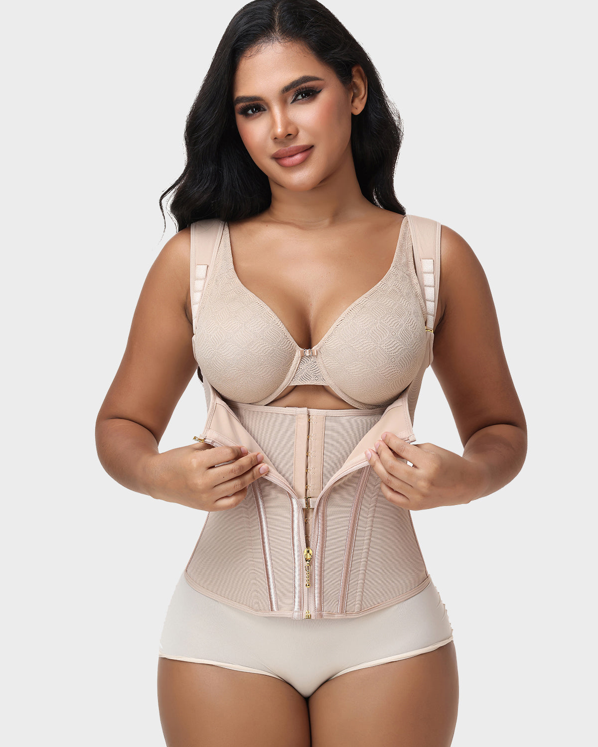 Adjustable Strap Double Compression Hourglass Zipper Waist Trainer Vest