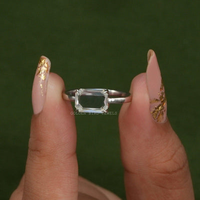2.15 CT Portrait Radiant Cut Moissanite Ring / Solitaire Moissanite Unique Engagement Ring / Beautiful Transparent Radiant Cut Ring For Gift - qivii