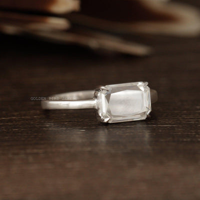2.15 CT Portrait Radiant Cut Moissanite Ring / Solitaire Moissanite Unique Engagement Ring / Beautiful Transparent Radiant Cut Ring For Gift - qivii