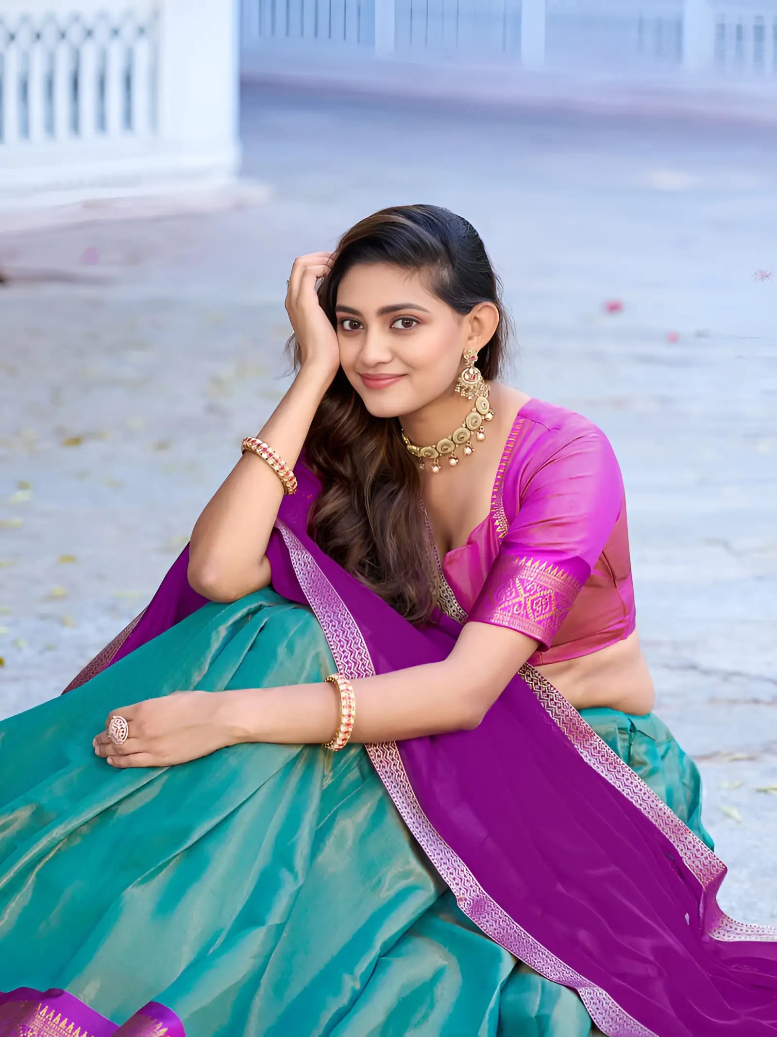 Sea Green Kanchipuram Lehenga Choli