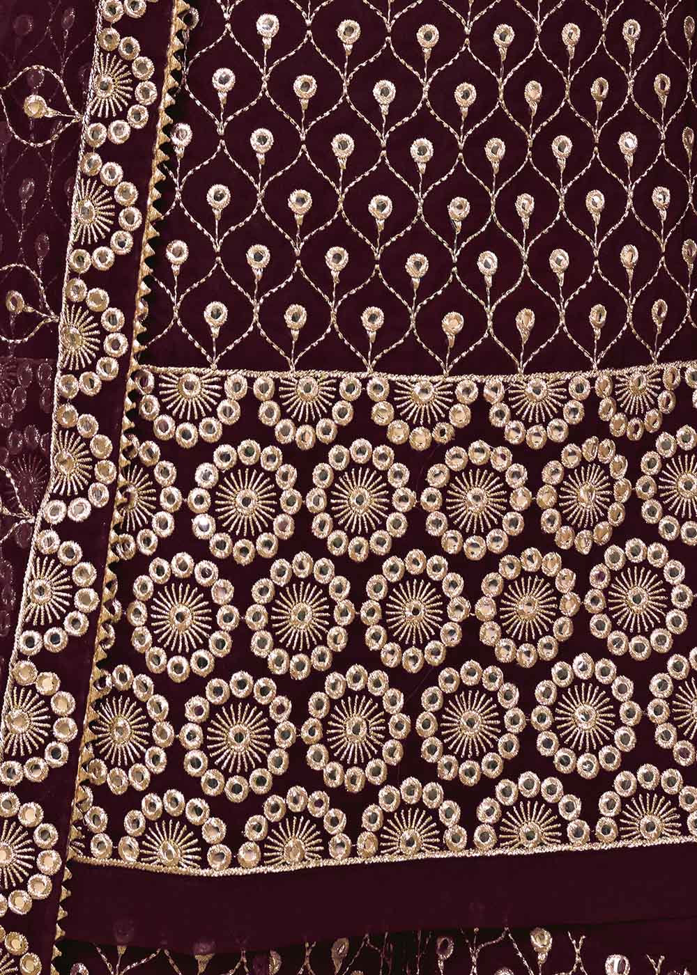 Sangria Purple Georgette Metti with Zari work Sharara Suit - qivii