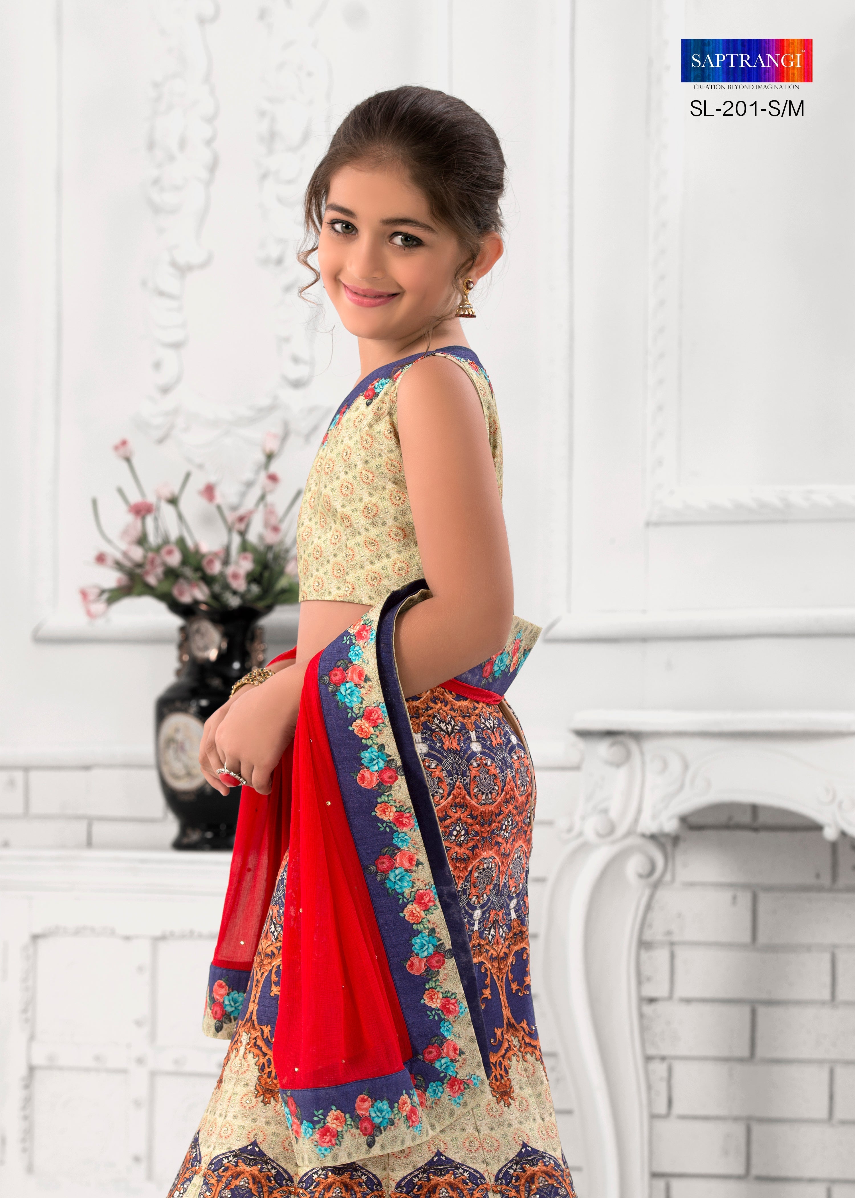 Charming Delight Khadi Mono Silk Kids Lehenga - qivii