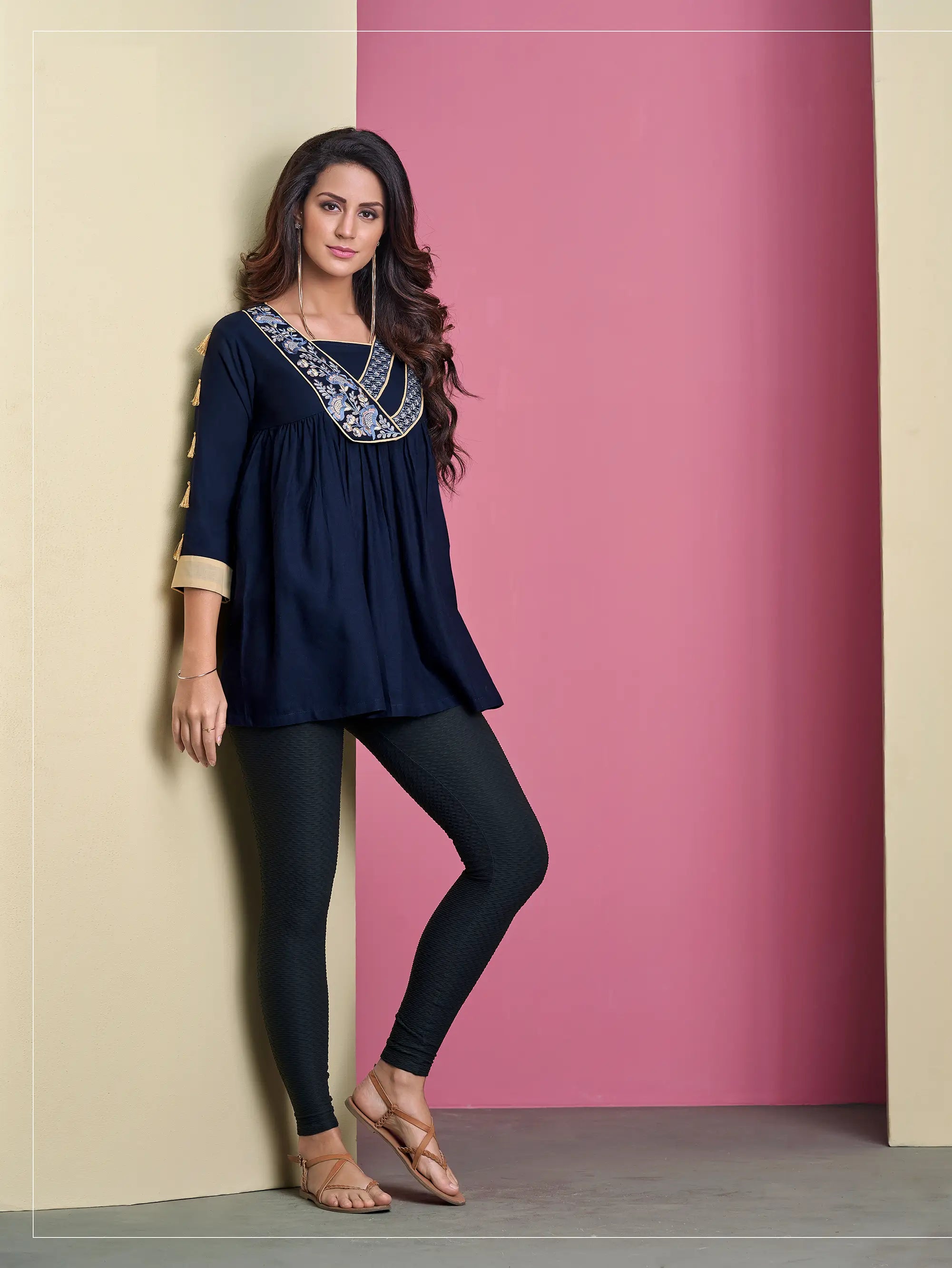 Royal Blue Rayon Short Kurti - qivii