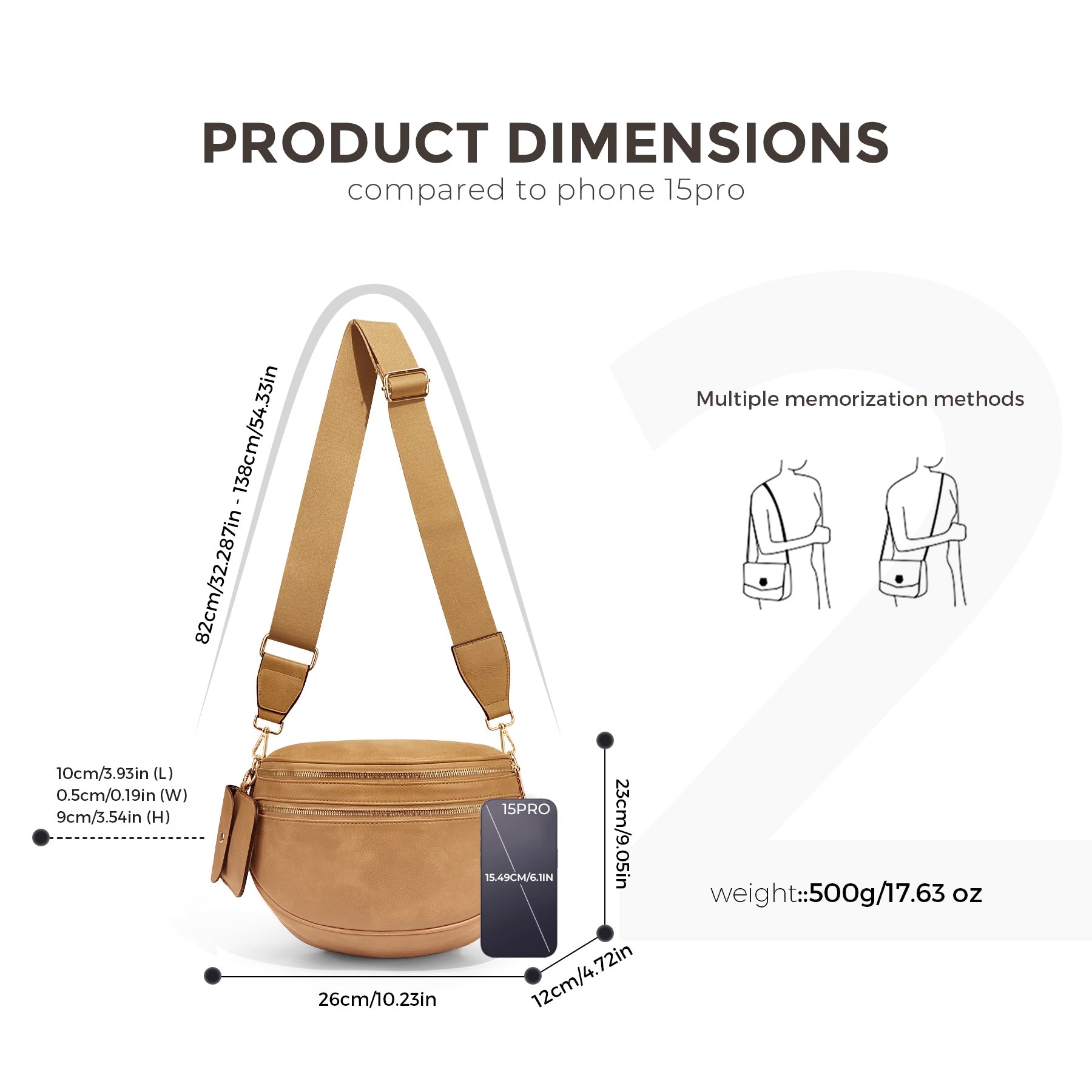Ounamei Solid Color Crossbody Bum Bag for Women Vegan Leather Large Capacity Belt Bag for Moms & Everyday Travel